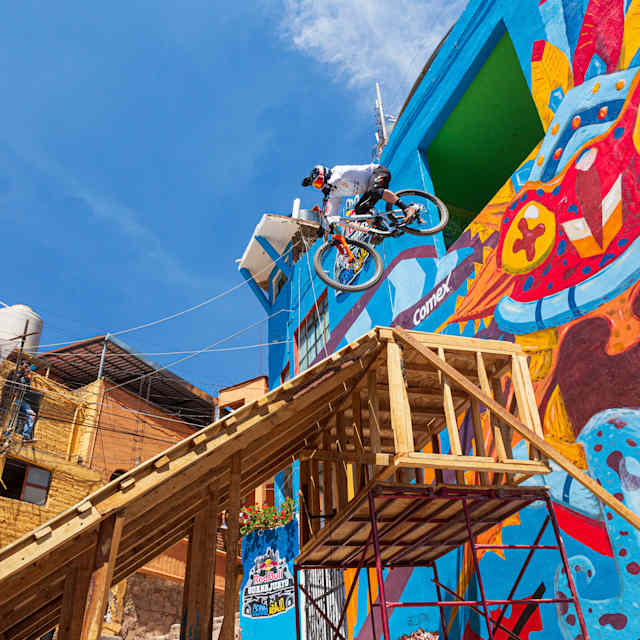 Martin Brza performs during Red Bull Cerro Abajo at Guanajuato, México on March 25, 2023.