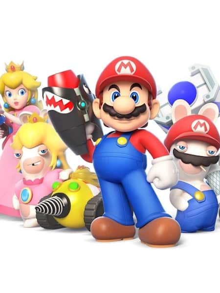Un artwork du nouveau jeu vidéo Nintendo Mario + The Lapins Crétins Kingdom Battle.