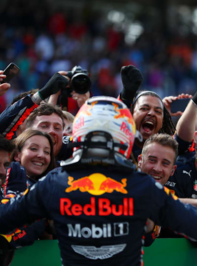 Max Verstappen celebrates winning the 2019 Brazilian Grand Prix