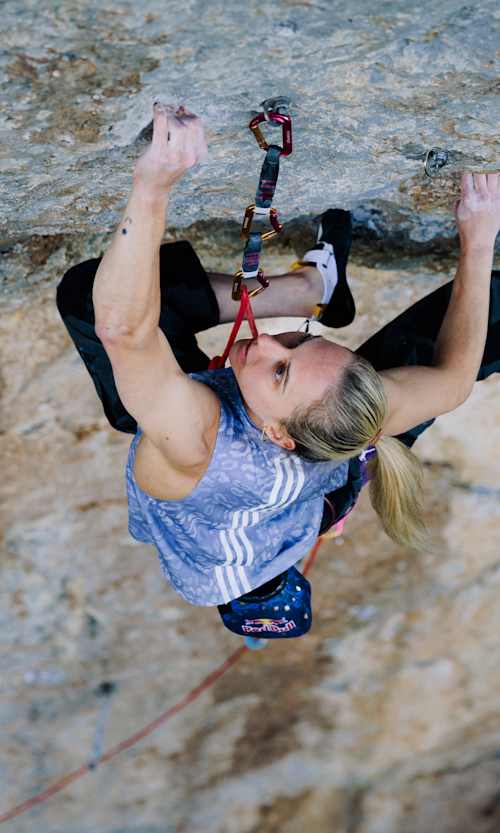 Slovenian climber Janja Garnbret tackles Bibliographie (9b+) in Céüse, France on June 6, 2026.