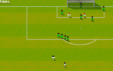 A screen shot of thew rare International Sensible Soccer video game.