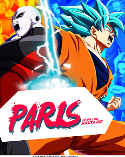 A promo illustration for the 2020 Dragon Ball FighterZ World Tour final in Paris