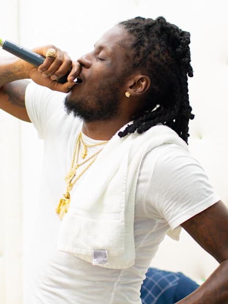 Aidonia during a rehearshal session.