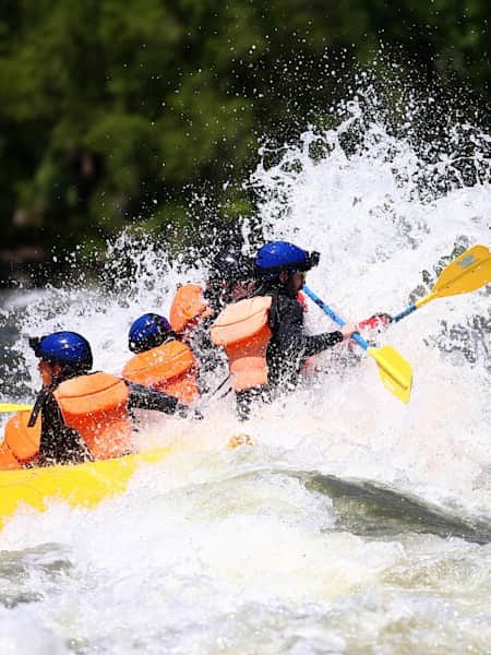 Formula One riders take part in a rafting session in the Lachine Rapids on the Saint Lawrence River at Montreal Rafting on June 7, 2017 in Montreal, Canada.