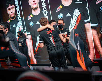 A photo of G2 Esports during Week 2 of the 2022 League of Legends European Championship Summer Season at the LEC Studio 