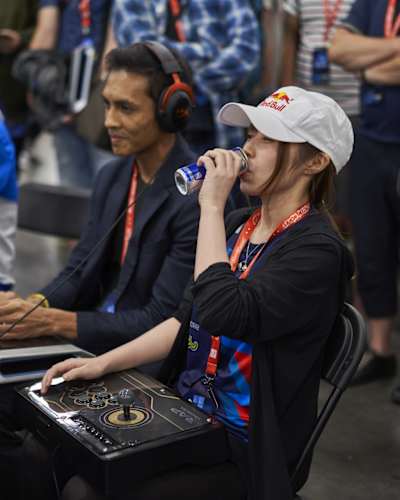 La pro de Tekken Kana 'Tanukana' Tani à Evo 2019 au centre de convention de Mandalay Bay à Las Vegas. 