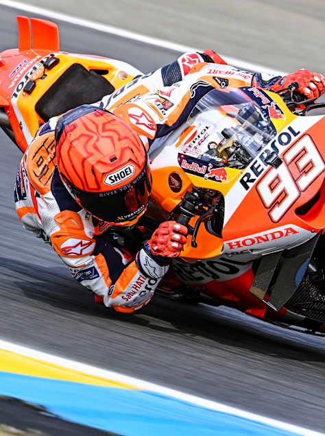 Marc Márquez races at the French MotoGP™, Bugatti Circuit in Le Mans, May 12, 2023.