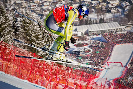 Aksel Lund Svindal lors de la descente d'Hahnenkamm à Kitzbühel, le 26 janvier 2013.