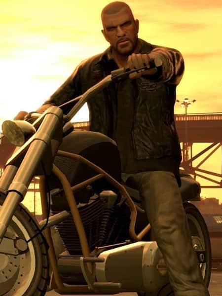 Screenshot of gameplay from Grand Theft Auto IV: The lost and dammed of a character on a motorcycle.