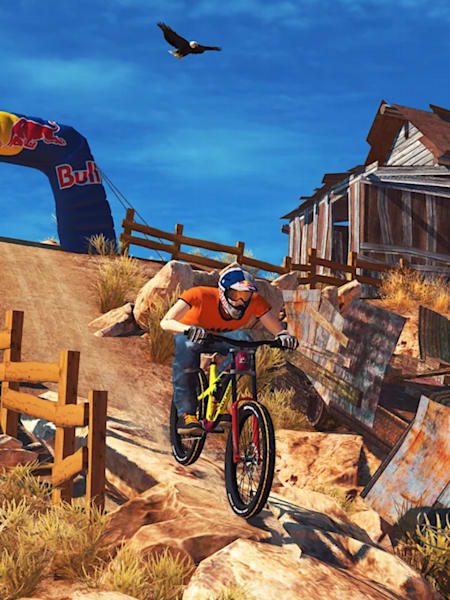 Artwork of the mobile mountain biking video game Bike Unchained 2.