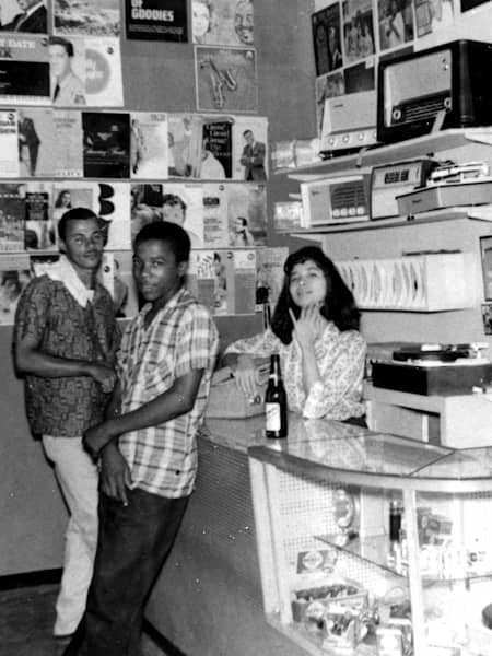 A photo of VP Records' founder Miss Pat Chin at her Kingston record store Randy's in the early 1960s.