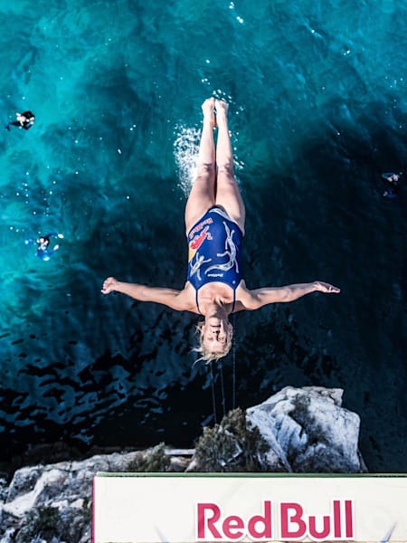 Rhiannan Iffland dives during the Red Bull Cliff Diving World Series.