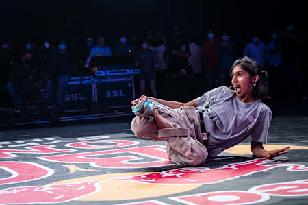 B-Girl Jo performs at Red Bull BC One Cypher India 2021.