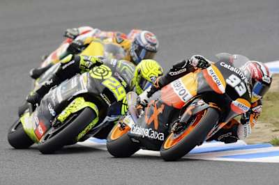 Marc Márquez, Japonya'daki Motegi pistinde yarışıyor. 2 Ekim 2011