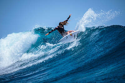 Caroline Marks surfing in the Mentawai Islands