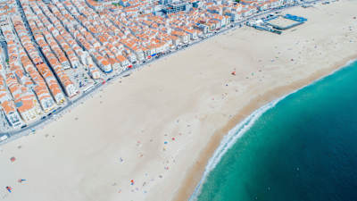 Nazaré's Praia do Sul, as seen from the air