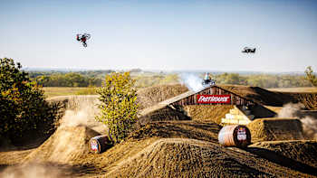 Hitting the jumps at Red Bull Imagination in Fort Scott, Kansas, USA, on September 26, 2023. 