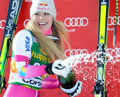 Vonn celebrates her record-breaking 63rd World Cup win