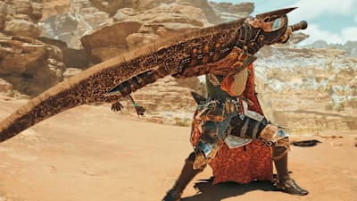 Ein großes Schwert in dem Spiel Monster Hunter Wilds.