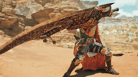 Ein großes Schwert in dem Spiel Monster Hunter Wilds.