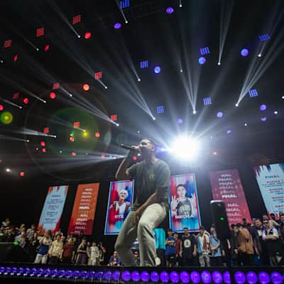 MC Mecha performs during Red Bull Batalla de los Gallos 2022, National Final at Movistar Arena in Buenos Aires, Argentina, October 23th, 2022