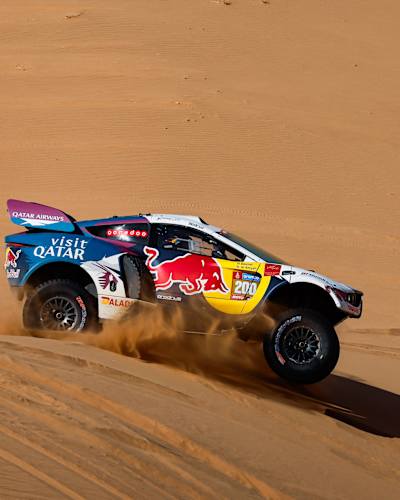 Nasser Al-Attiyah and Mathieu Baumel on their Prodrive Hunter T1+ of the Nasser Racing during the Stage 3 of the Dakar 2024 on January 8, 2024 between Al Duwadimi and Al Salamiya, Saudi Arabia