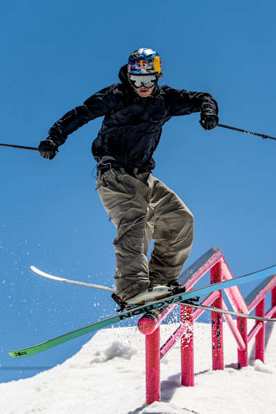 Forehand specializes in two events, big air and slopestyle, pictured here. 