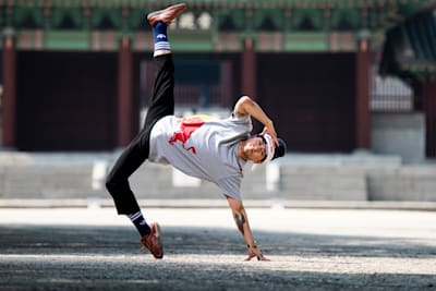 B-Boy Hong 10 poses for a portrait prior to the Red Bull BC One Camp Korea in Downtown Seoul, South Korea on May 24, 2019. 