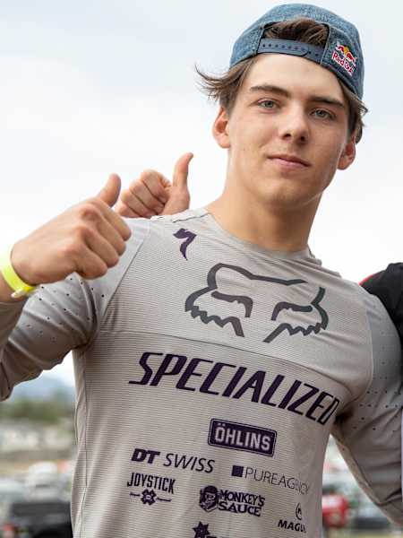 Finn Iles poses for a portrait after getting 2nd place at the Downhill race at Crankworx in Rotorua, New Zealand on March 22, 2019