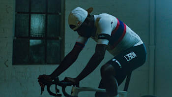 Dear 39th Street: Justin Williams of L39ION cycling team practises on a bike.