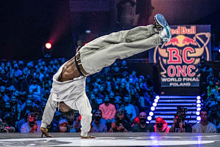 Griimsen of Denmark competes during Red Bull BC One World Final in Gdansk, Poland on November 6, 2021 