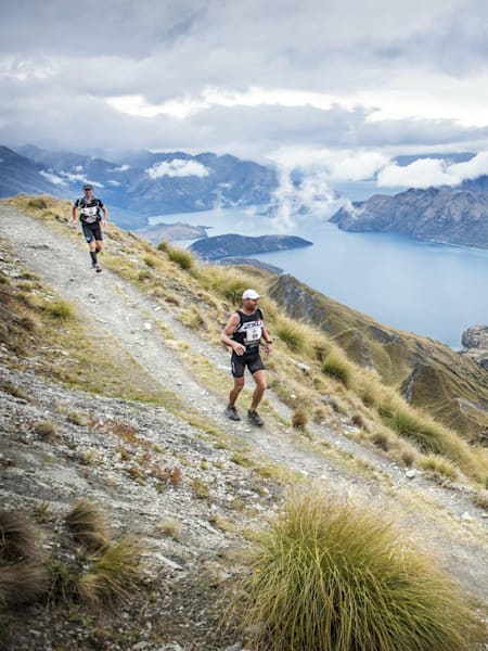 Competitors run at Red Bull Defiance in Wanaka, New Zealand on January 24, 2016