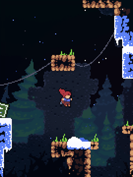 A screenshot from the video game, Celeste