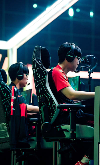 T1 competes at the League of Legends Mid-Season Invitational Finals on May 29, 2022 in Busan, South Korea.