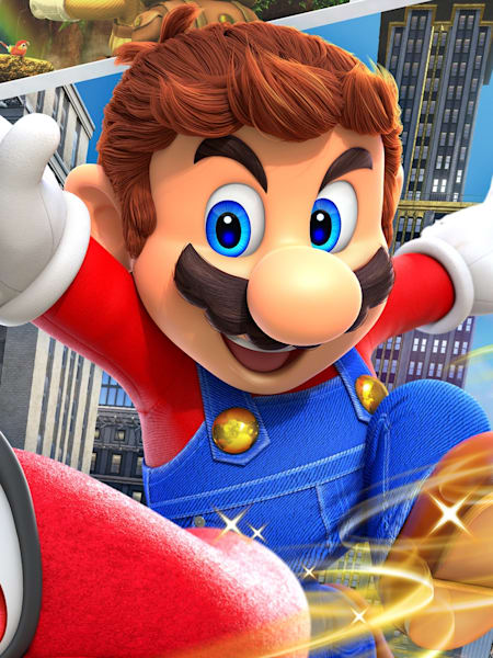 Mario springt und wirft Cappy