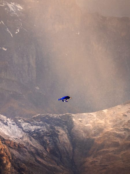 Peter Salzmann during the Wingsuit Foil's maiden flight from Jungfrau in Austria.