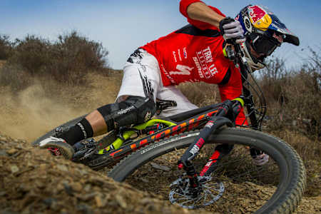 Mountain biker Curtis Keene riding at home in California.