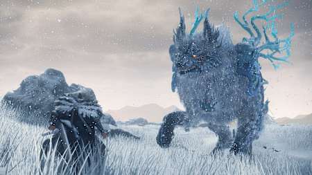 Captura de pantalla de Wild Herats muestra un lobo de hielo.