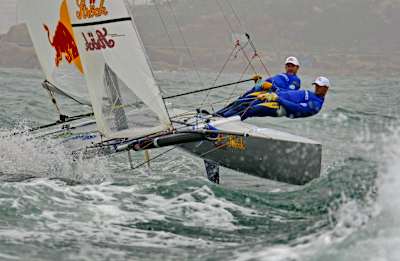Skipper Roman Hagara und Vorschoter Hans-Peter Steinacher in der Tornado-Klasse.