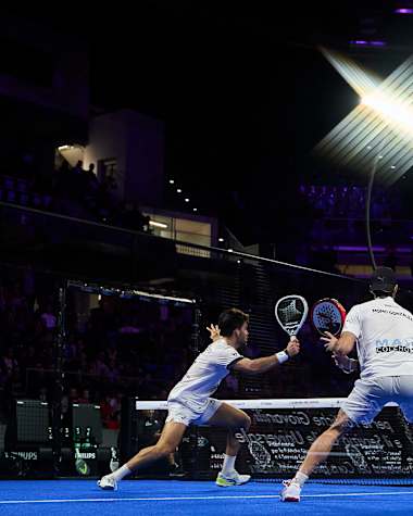  Ready for a smash hit during a match in the Milano Premier Padel P1 in 2023.
