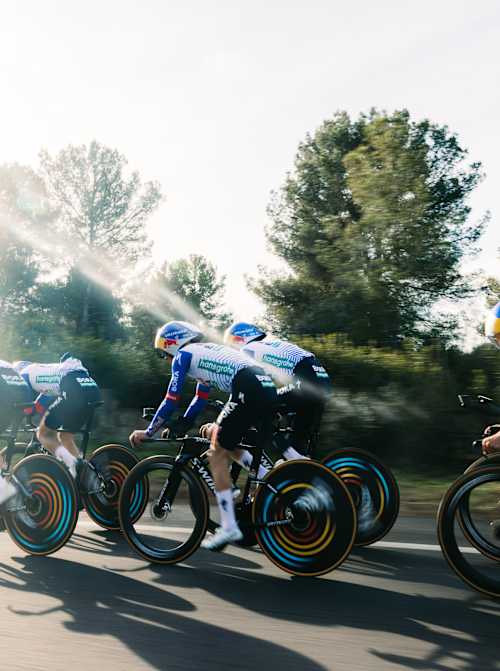 The Red Bull - BORA - hansgrohe squad powers through a team time trial training session in Mallorca in January 2026, featuring Maxim Van Gils, Florian Lipowitz, Remco Evenepoel, and more