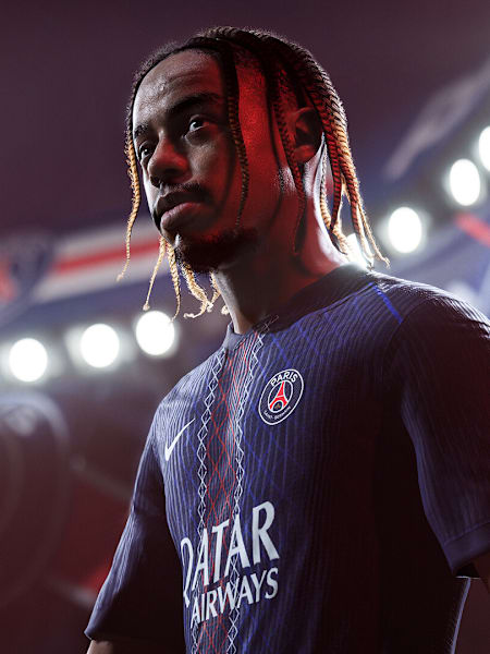 Le footballeur international français Bradley Barcola dans le jeu EA Sports FC 26.