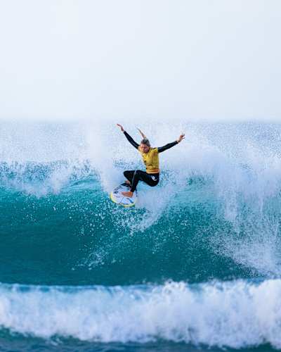 Molly Picklum of Australia surfs in Heat 1 of the Elimination Round at the Rip Curl Pro Bells Beach on March 27, 2024 at Bells Beach, Victoria, Australia.