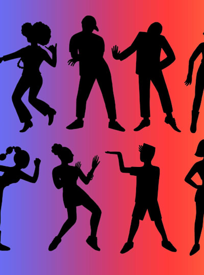 An image of silhouettes dancing.