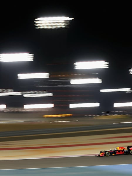 Daniel Ricciardo of Australia drives the (3) Red Bull Racing Red Bull-TAG Heuer RB12 TAG Heuer on track during the Bahrain Formula One Grand Prix at Bahrain International Circuit.