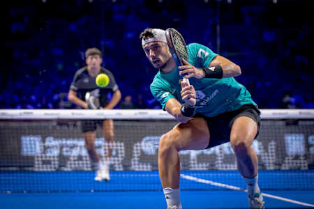 Fede Chingotto and Ale Galán competing in the Premier Padel 2025 Finals Barcelona, Spain on December 14, 2025