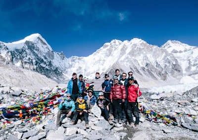 David and his group at Base Camp