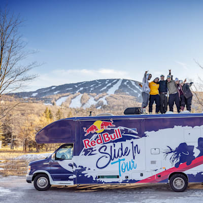 Red Bull Slide in Tour team poses for a portrait in Stratton, Vermont on 8 March, 2022.
