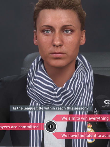 A screenshot of a FIFA 20 career mode press conference