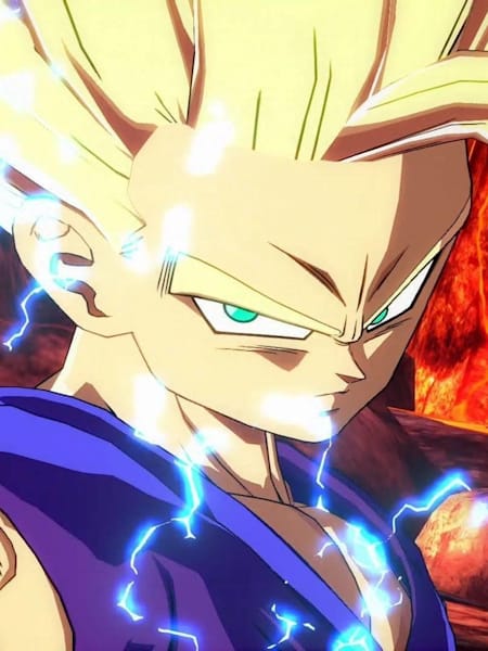 A screenshot of Gohan from Dragon Ball FighterZ.